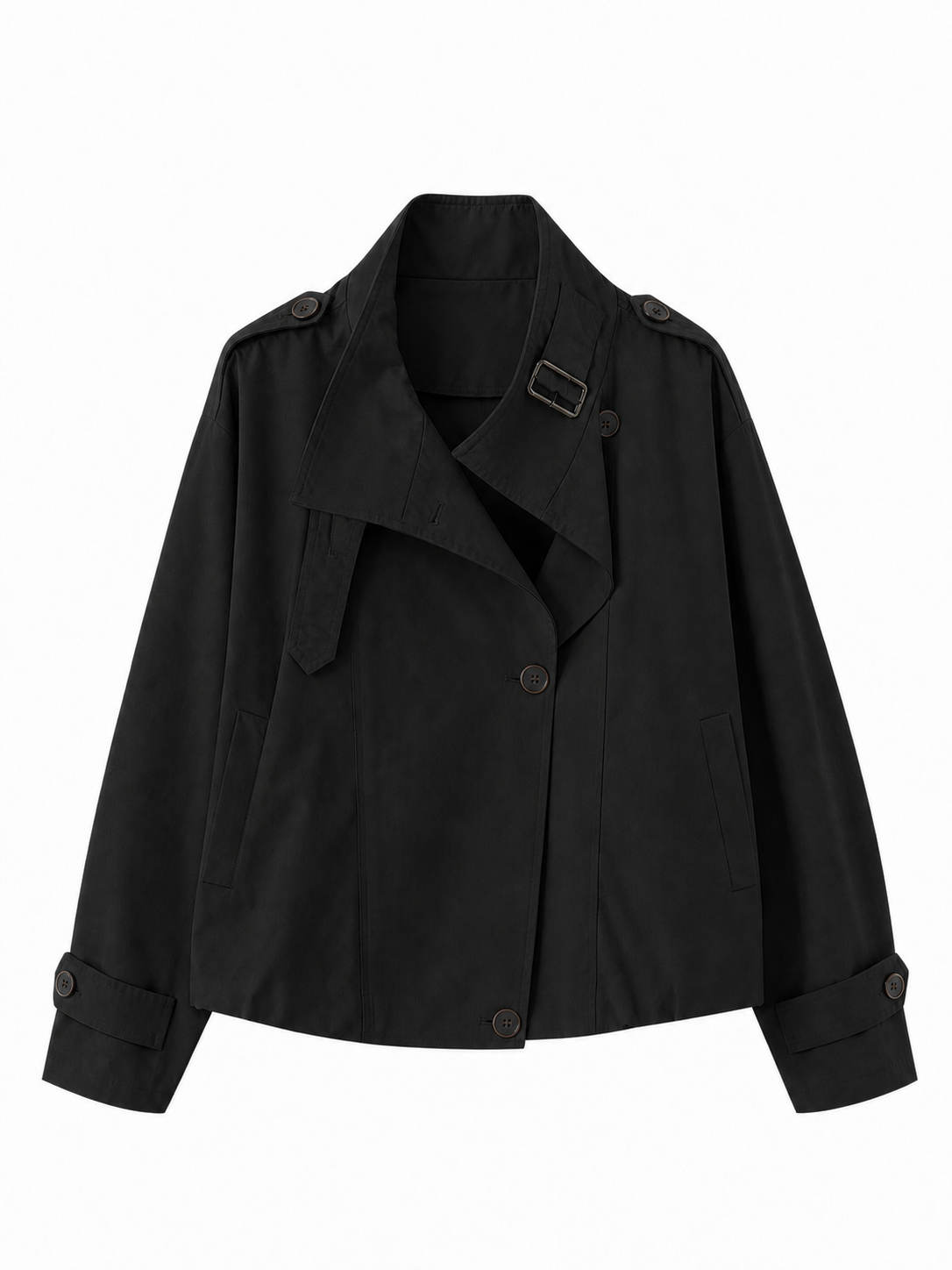 LIVORA Women's Vintage Cropped Jacket | Turtleneck Design with Pockets
