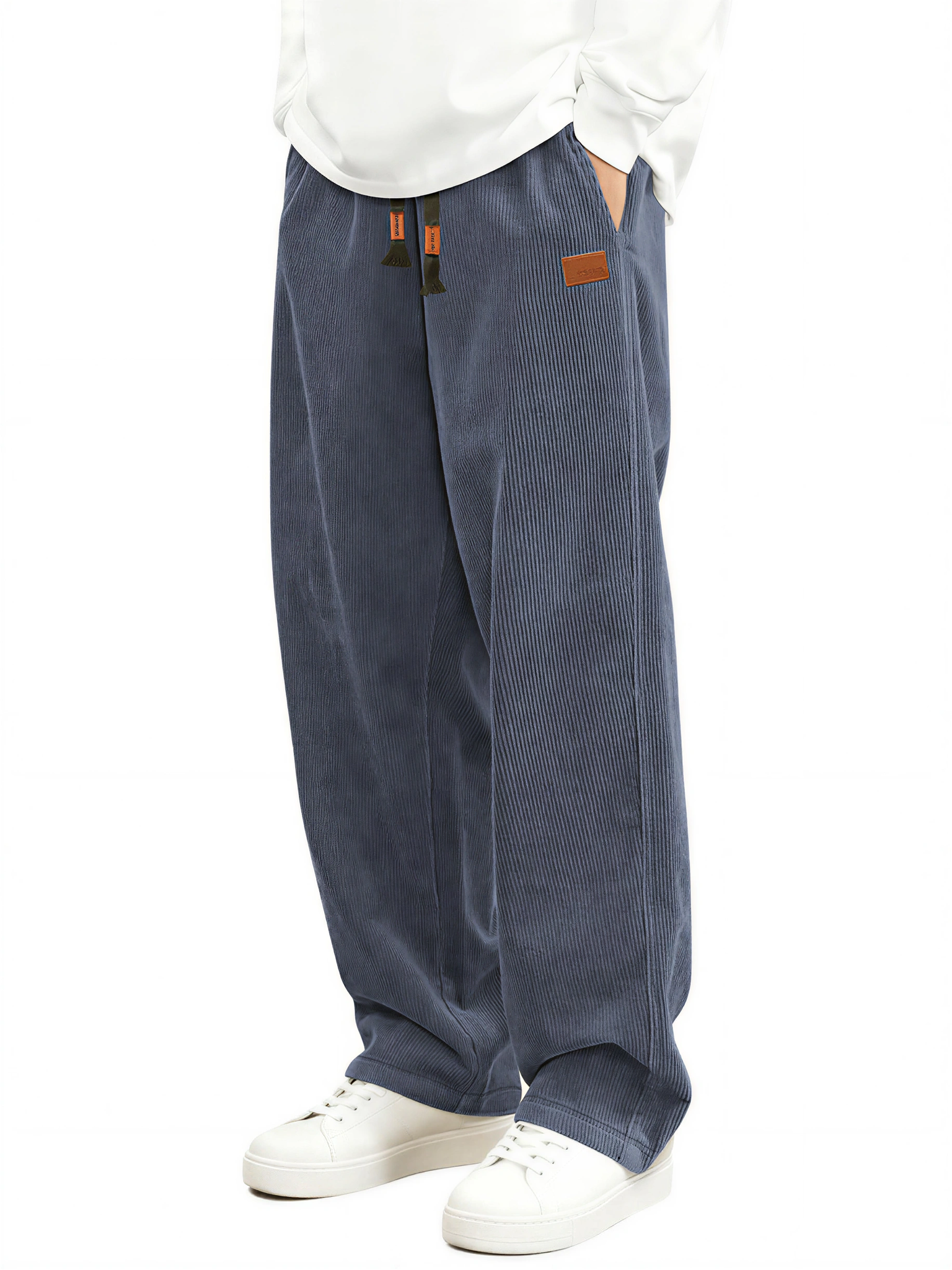 LIVORA Men's Corduroy Wide Leg Pants | Elastic Waist Drawstring