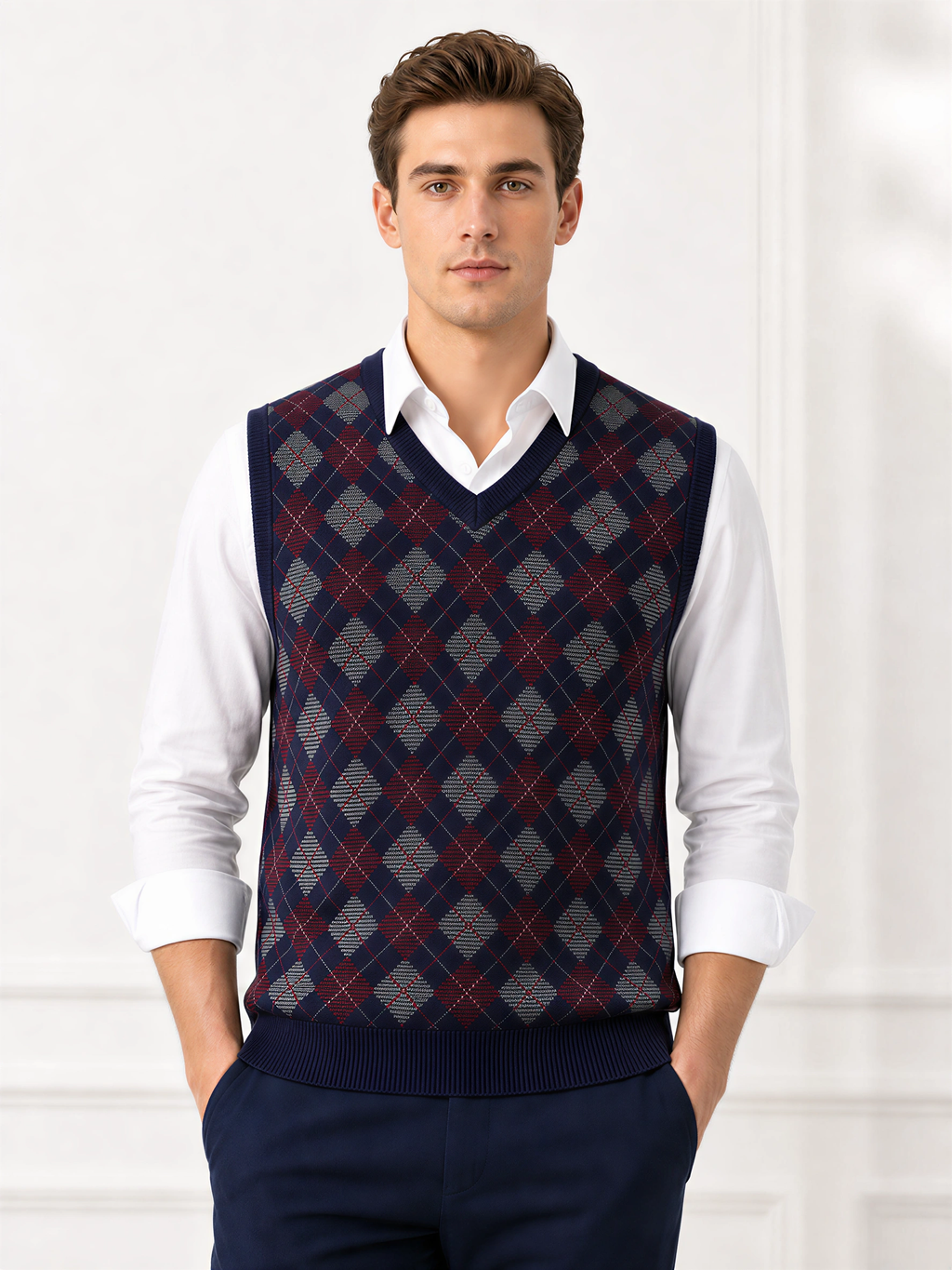 LIVORA Men's V Neck Sweater Vest | Casual Knit Vest