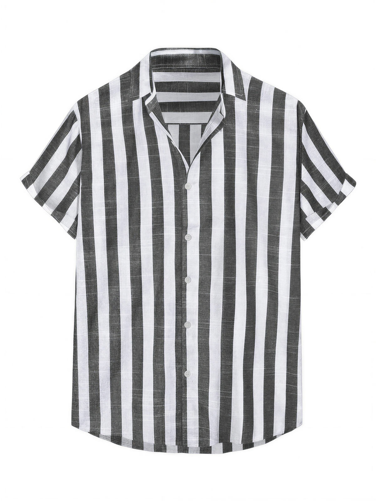 LIVORA Men's Striped Cotton Short Sleeve Shirt | Button-Up Casual Style