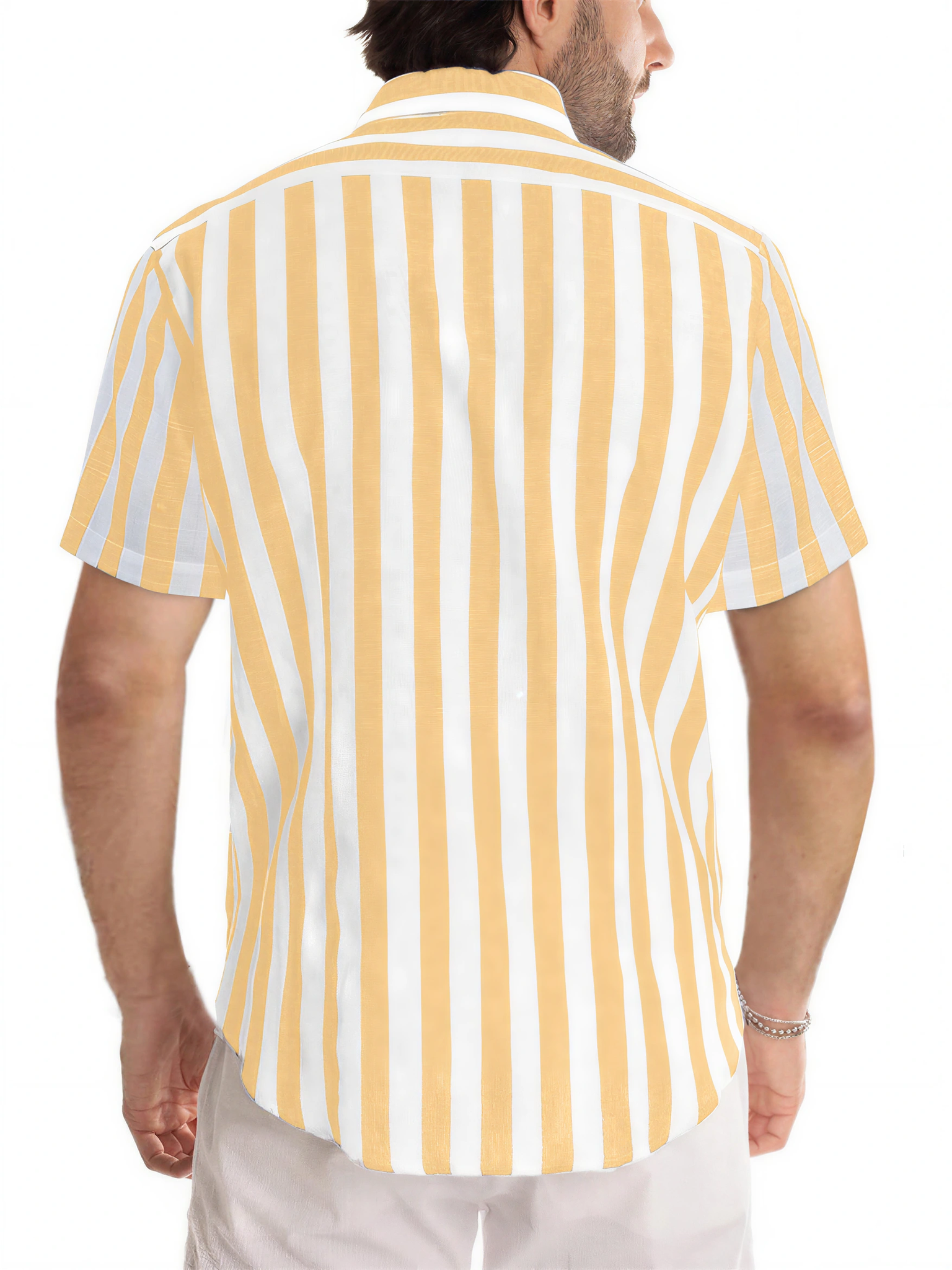LIVORA Men's Striped Cotton Short Sleeve Shirt | Button-Up Casual Style