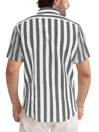 LIVORA Men's Striped Cotton Short Sleeve Shirt | Button-Up Casual Style