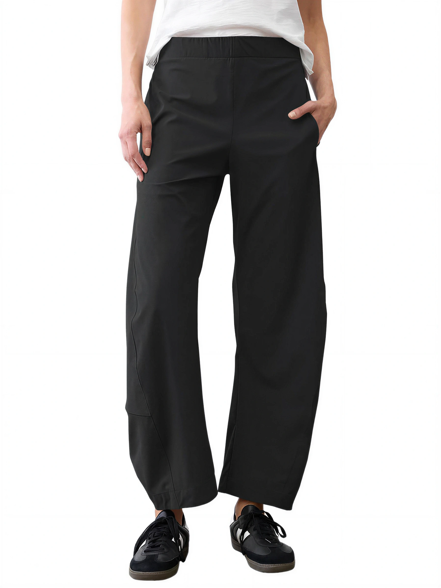 LIVORA Women's Barrel Leg Pants | Wide Leg Ankle Pants with Hidden Elastic Waist