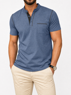 LIVORA Men's Cotton Short Sleeve Henley Shirt | Button Front with Pocket