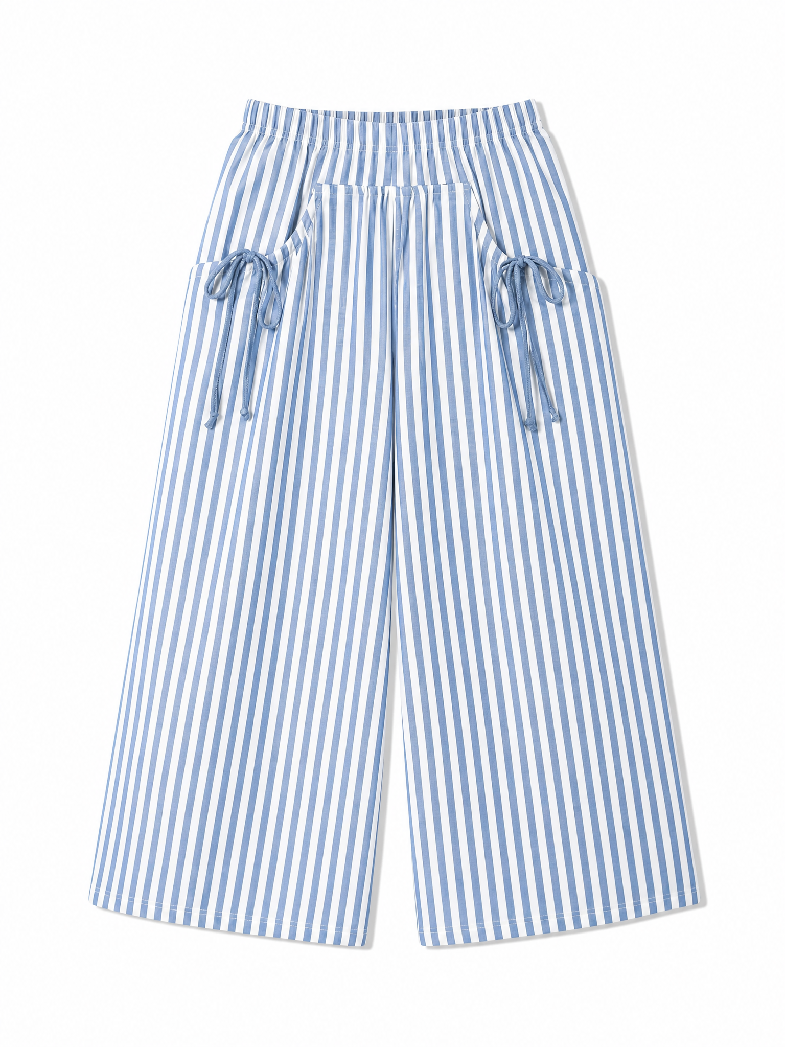 LIVORA Women's Striped Palazzo Pants | Elastic Waist Wide Leg Trousers