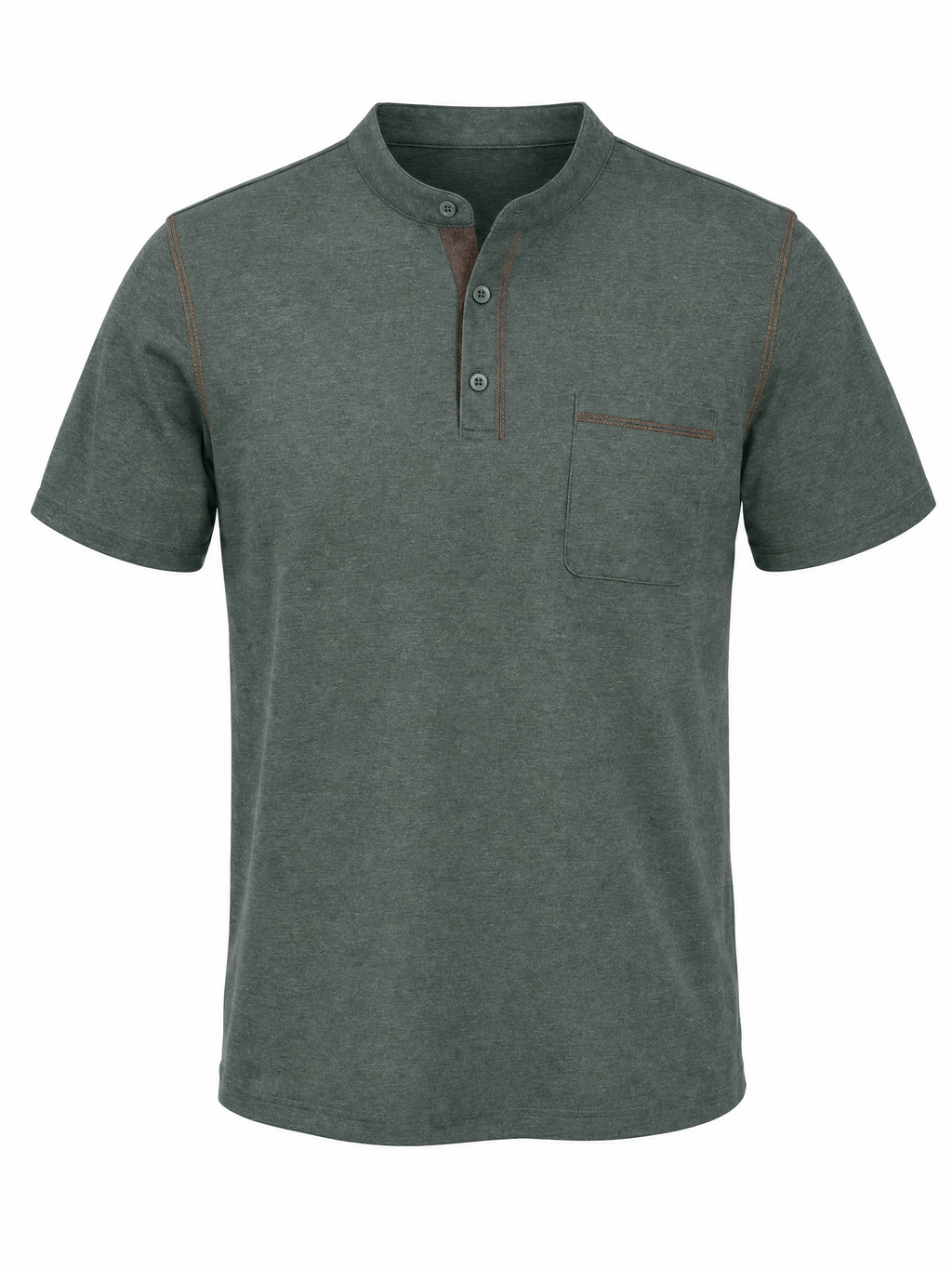 LIVORA Men's Cotton Short Sleeve Henley Shirt | Button Front with Pocket