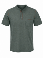 LIVORA Men's Cotton Short Sleeve Henley Shirt | Button Front with Pocket
