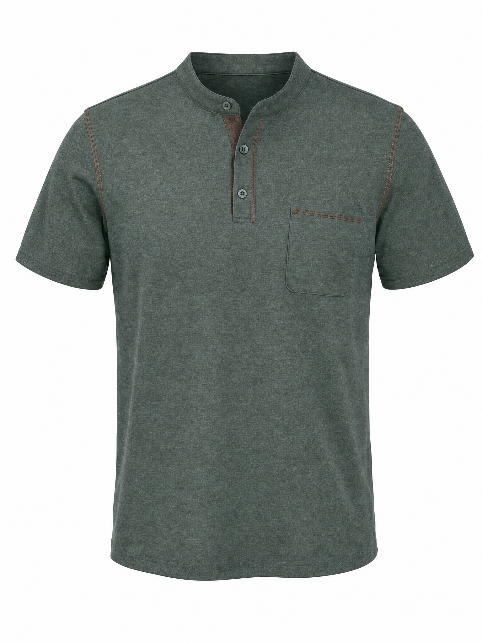 LIVORA Men's Cotton Short Sleeve Henley Shirt | Button Front with Pocket