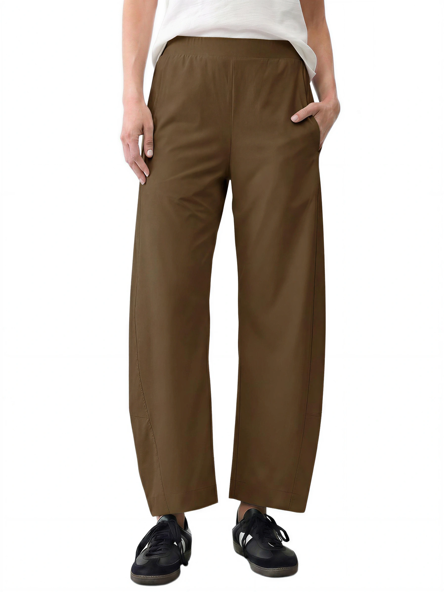 LIVORA Women's Barrel Leg Pants | Wide Leg Ankle Pants with Hidden Elastic Waist