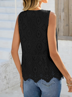 LIVORA Women's Embroidered Eyelet Blouse | Sleeveless Button Down Summer Top