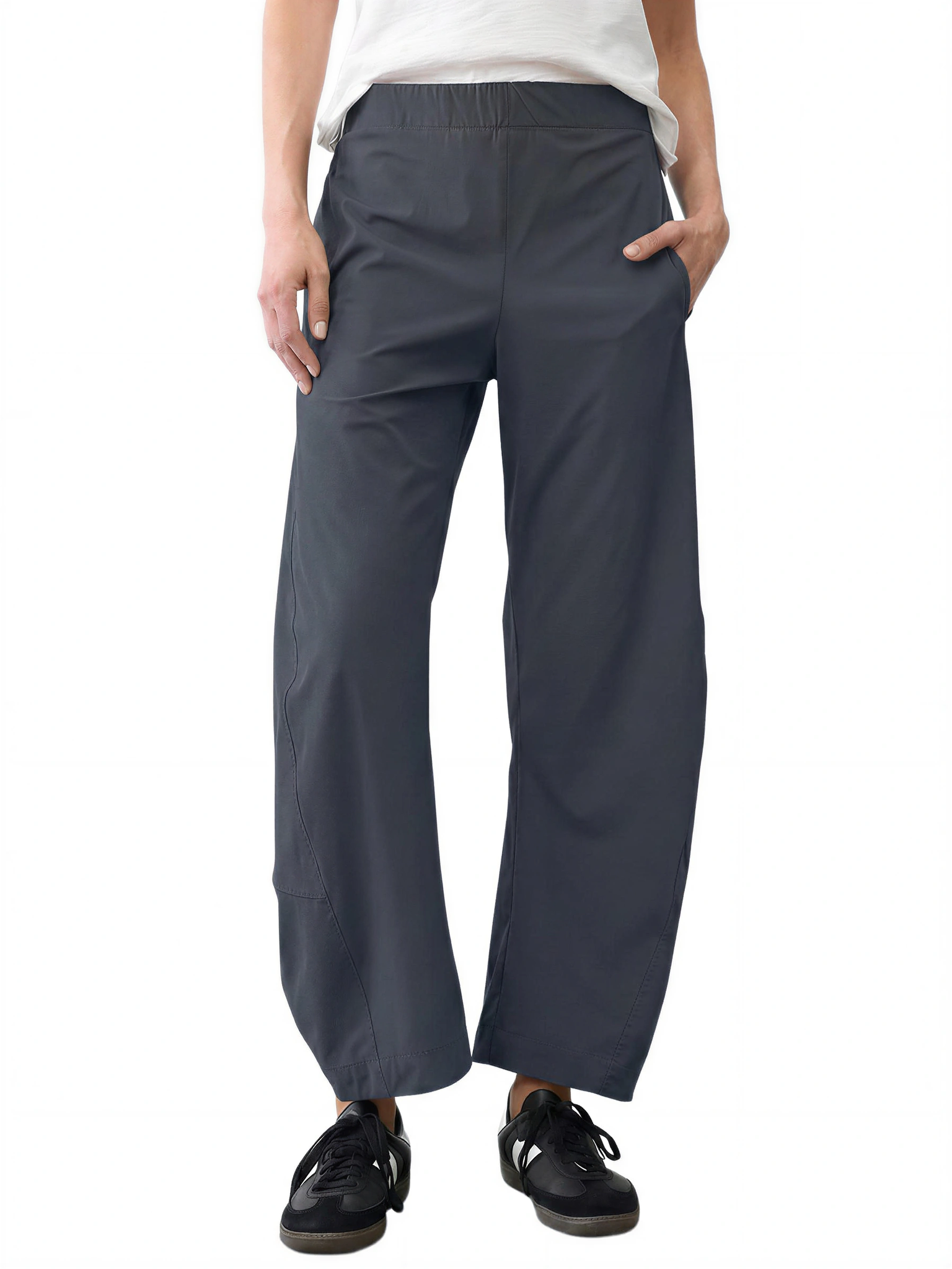 LIVORA Women's Barrel Leg Pants | Wide Leg Ankle Pants with Hidden Elastic Waist