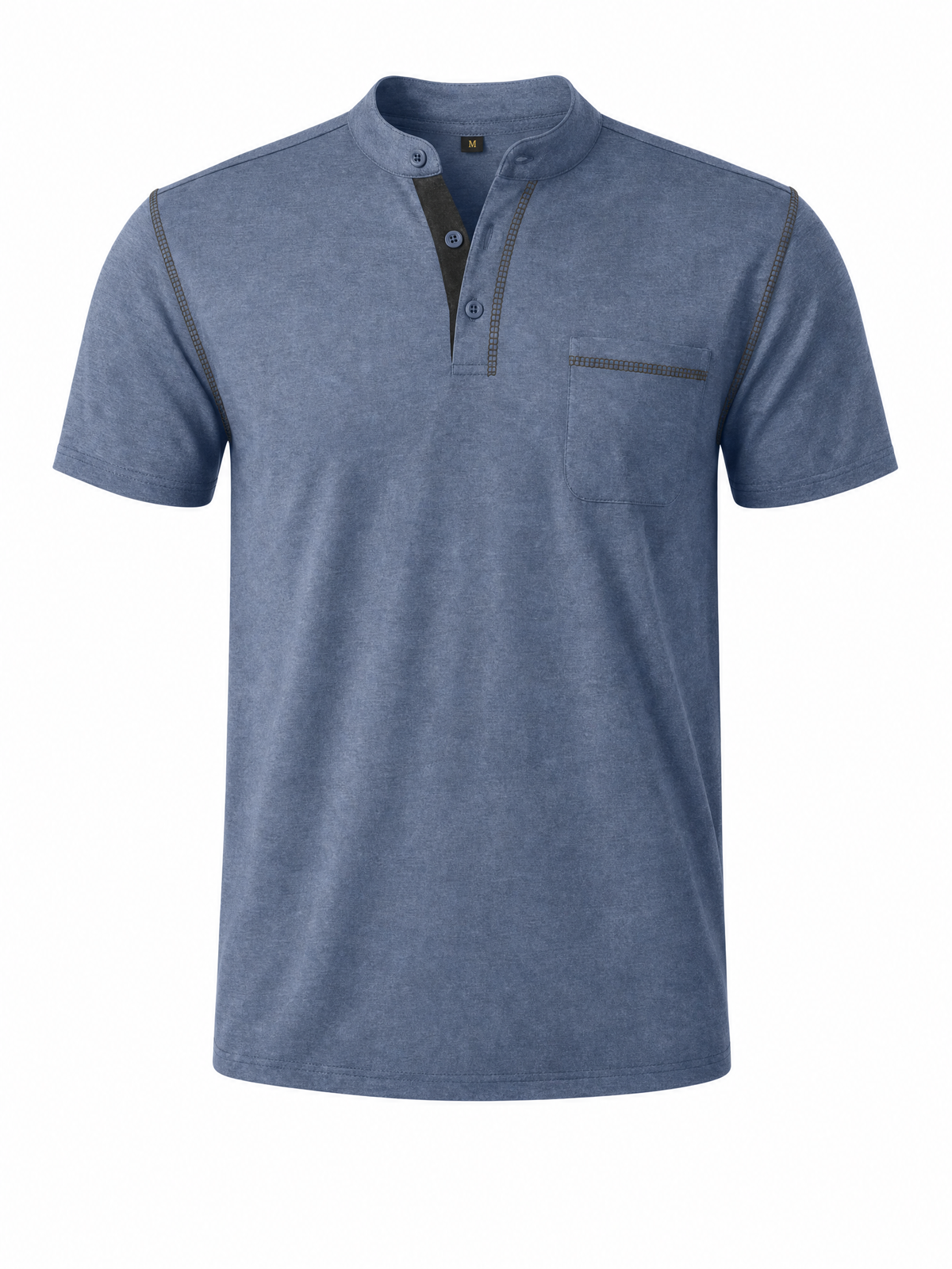 LIVORA Men's Cotton Short Sleeve Henley Shirt | Button Front with Pocket