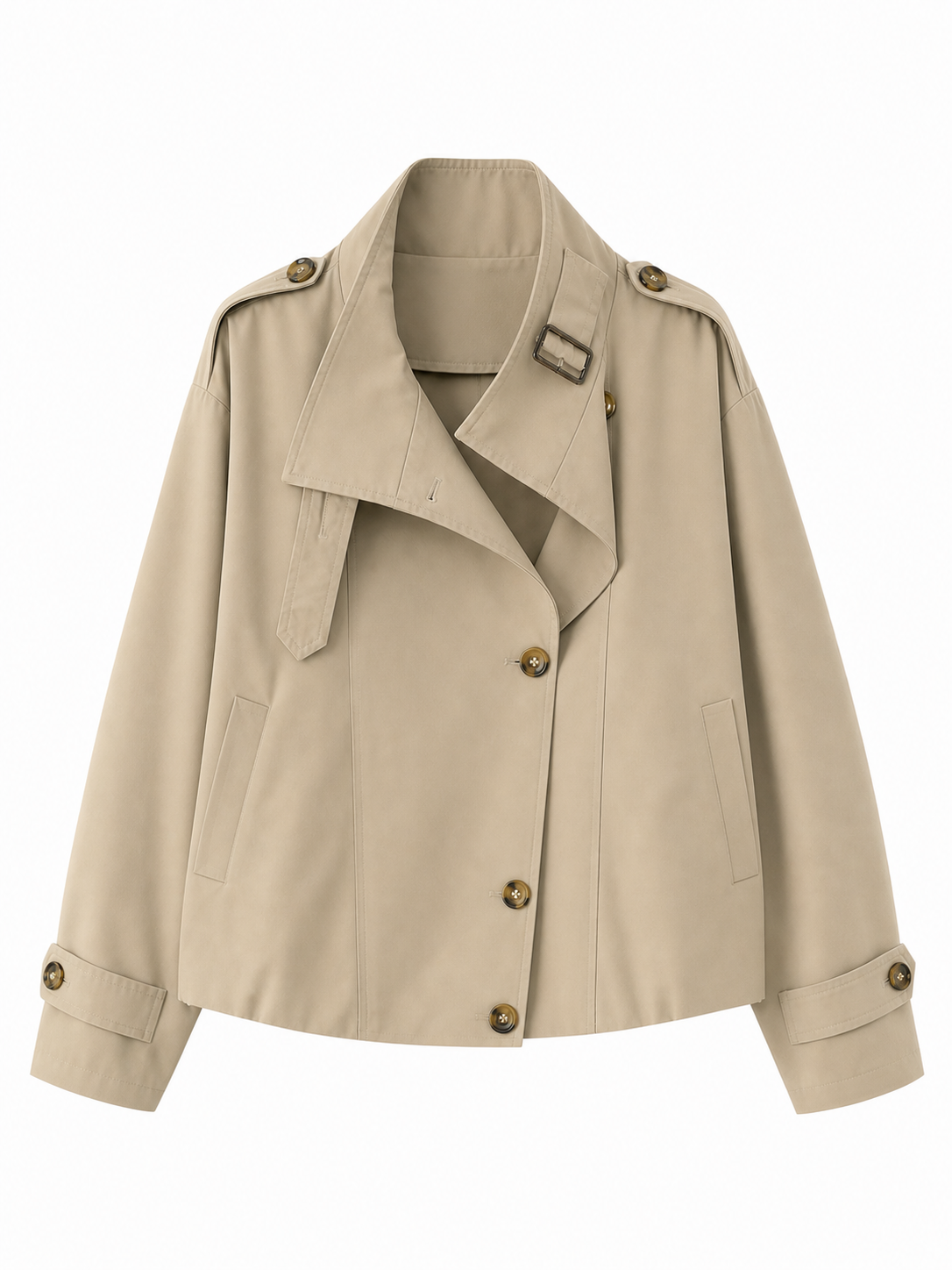 LIVORA Women's Vintage Cropped Jacket | Turtleneck Design with Pockets