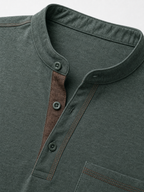 LIVORA Men's Cotton Short Sleeve Henley Shirt | Button Front with Pocket