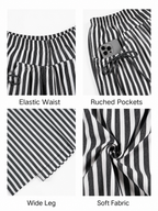 LIVORA Women's Striped Palazzo Pants | Elastic Waist Wide Leg Trousers