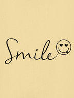 Women Oversized Smile Print Cotton T Shirt