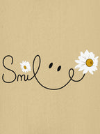 Women Oversized Smile Print Cotton T Shirt