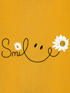 Women Oversized Smile Print Cotton T Shirt