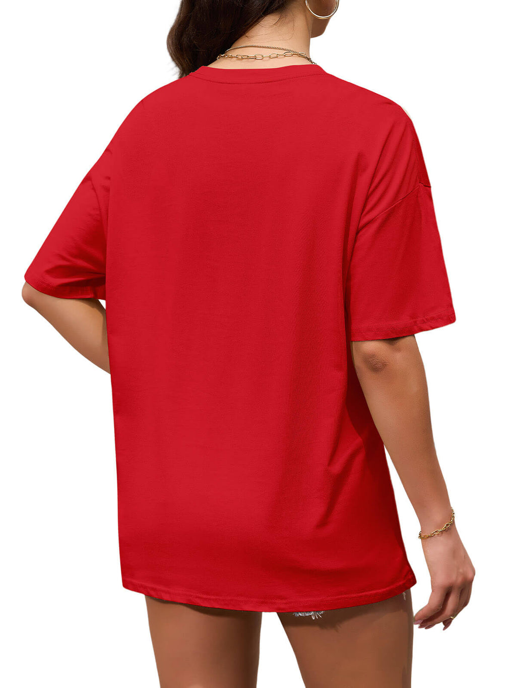 Women Oversized Smile Print Cotton T Shirt