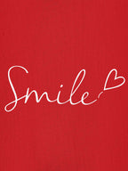 Women Oversized Smile Print Cotton T Shirt