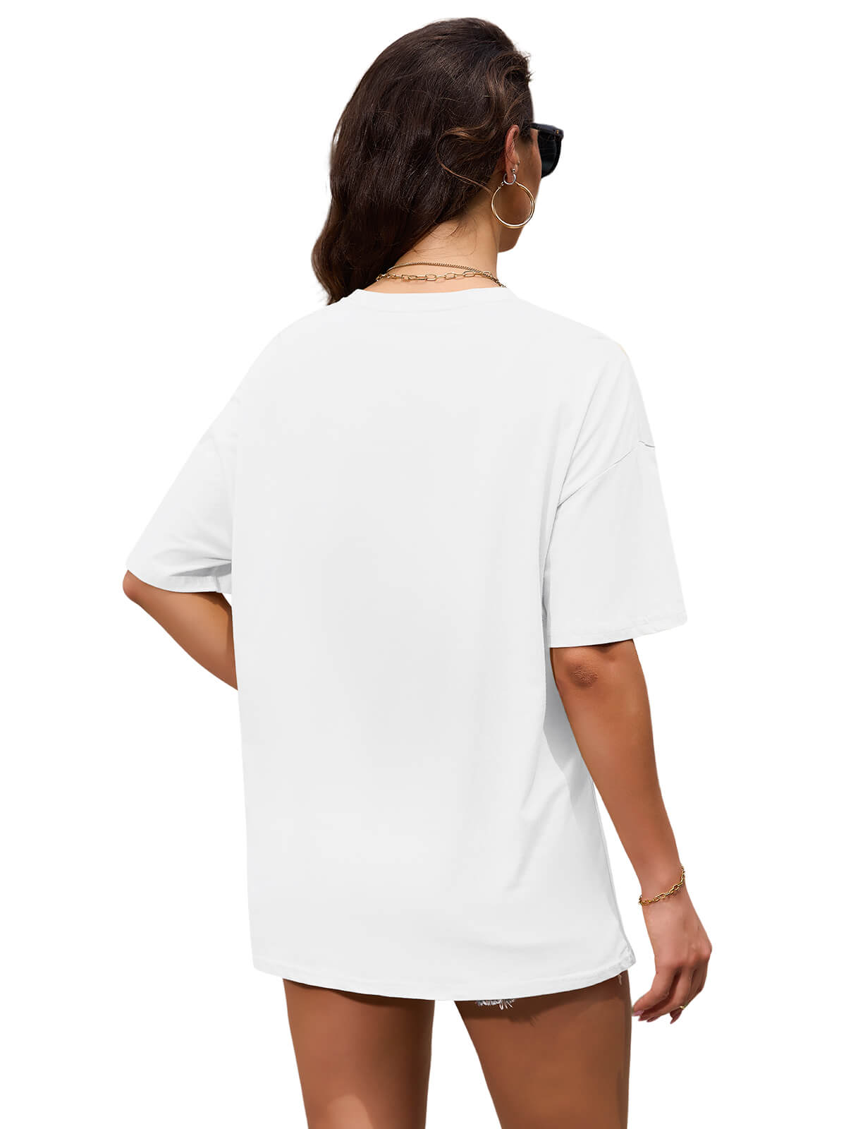 Women Oversized Smile Print Cotton T Shirt