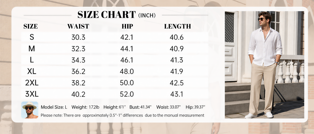 Men's Cotton Linen Pants | Loose Fit Summer Casual Trousers