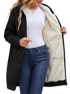 Women Long Fleece Winter Jacket Sherpa Lined Coat