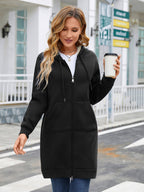 Women Long Fleece Winter Jacket Sherpa Lined Coat