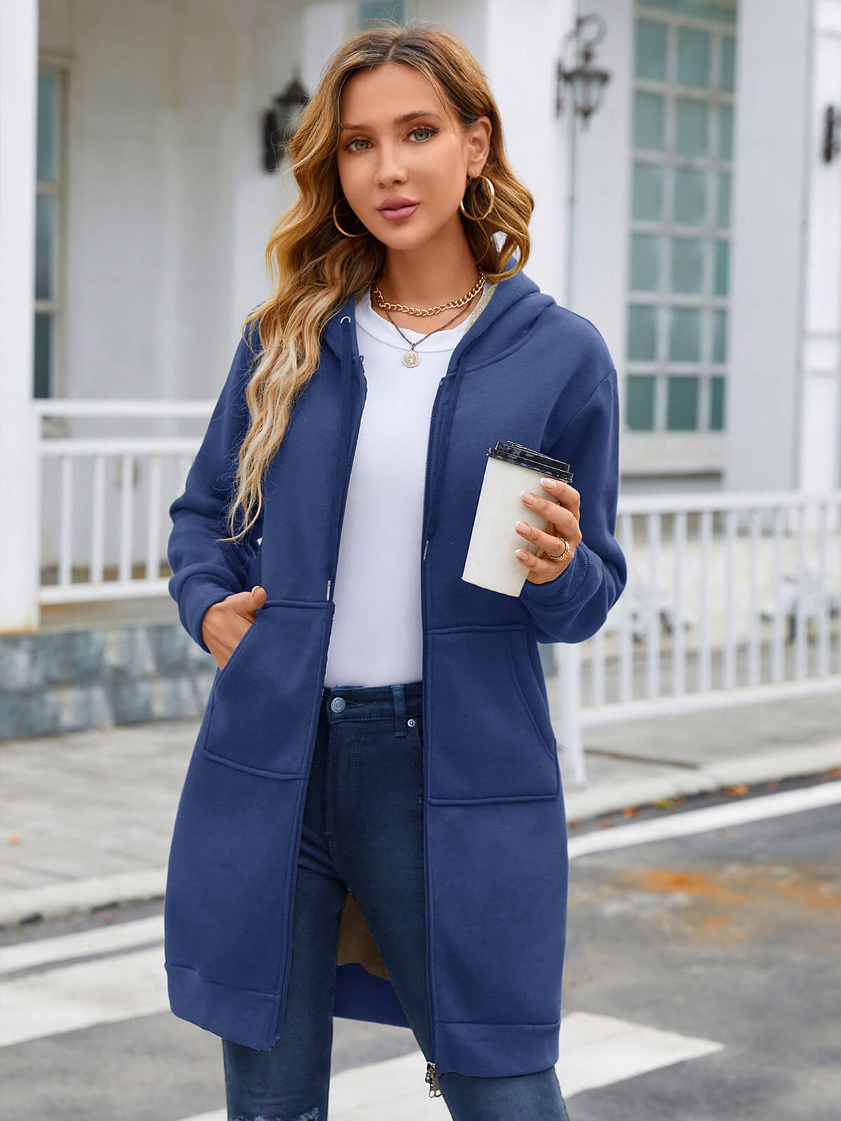 Women Long Fleece Winter Jacket Sherpa Lined Coat