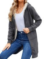Women Long Fleece Winter Jacket Sherpa Lined Coat