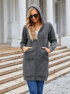 Women Long Fleece Winter Jacket Sherpa Lined Coat