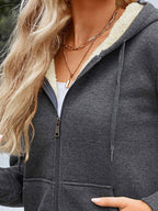 Women Long Fleece Winter Jacket Sherpa Lined Coat