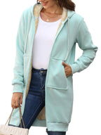 Women Long Fleece Winter Jacket Sherpa Lined Coat