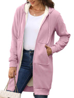 Women Long Fleece Winter Jacket Sherpa Lined Coat