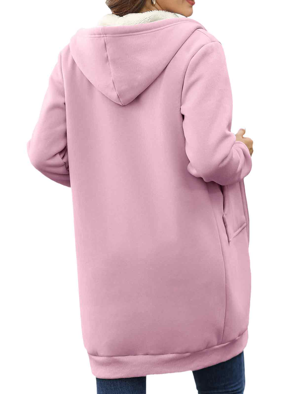 Women Long Fleece Winter Jacket Sherpa Lined Coat
