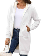 Women Long Fleece Winter Jacket Sherpa Lined Coat