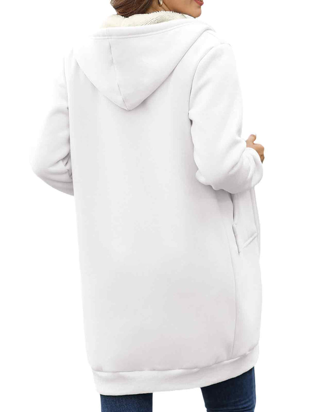 Women Long Fleece Winter Jacket Sherpa Lined Coat