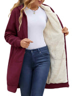 Women Long Fleece Winter Jacket Sherpa Lined Coat