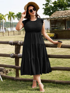 Women Casual Smocked Tiered Midi Dress