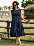 Women Casual Smocked Tiered Midi Dress