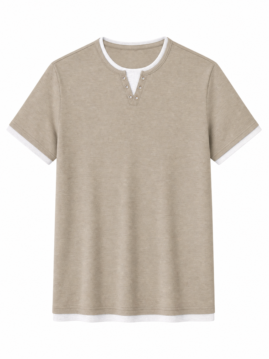 LIVORA Men's Color Block Henley Shirt | Short Sleeve Regular Fit