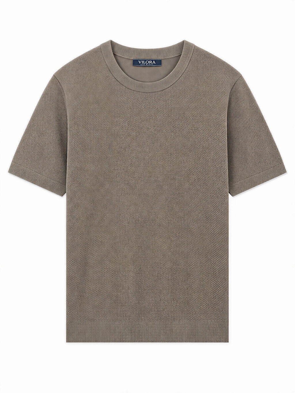 LIVORA Men's Textured Knit T-Shirt | Short Sleeve Stretch Crewneck