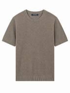 LIVORA Men's Textured Knit T-Shirt | Short Sleeve Stretch Crewneck