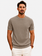 LIVORA Men's Textured Knit T-Shirt | Short Sleeve Stretch Crewneck