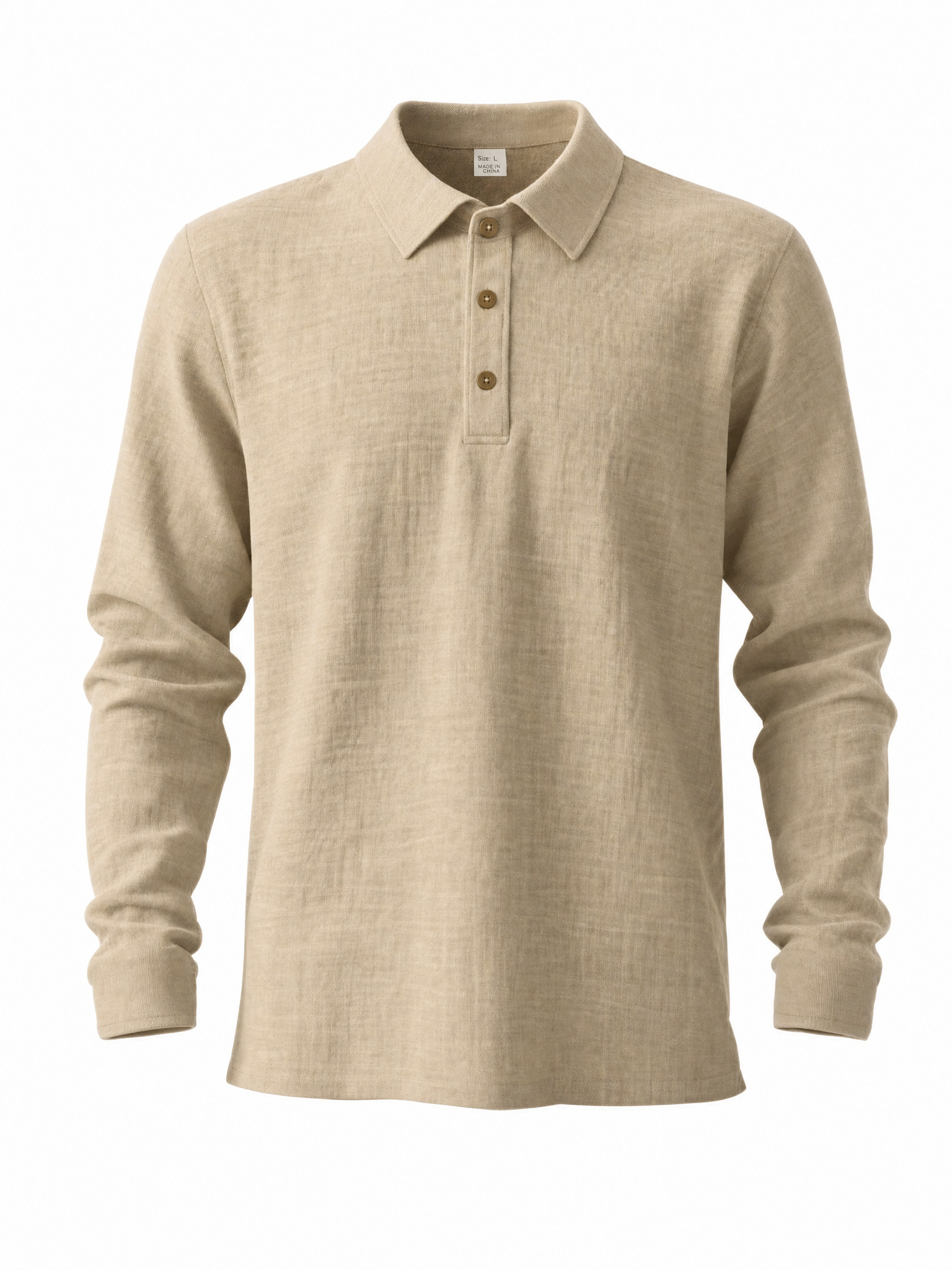 LIVORA Men's Linen Long Sleeve Polo Shirt | Lightweight Half-Button Design