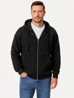 LIVORA Men's Cotton Fleece Hoodie | Warm Solid Color Sweatshirt