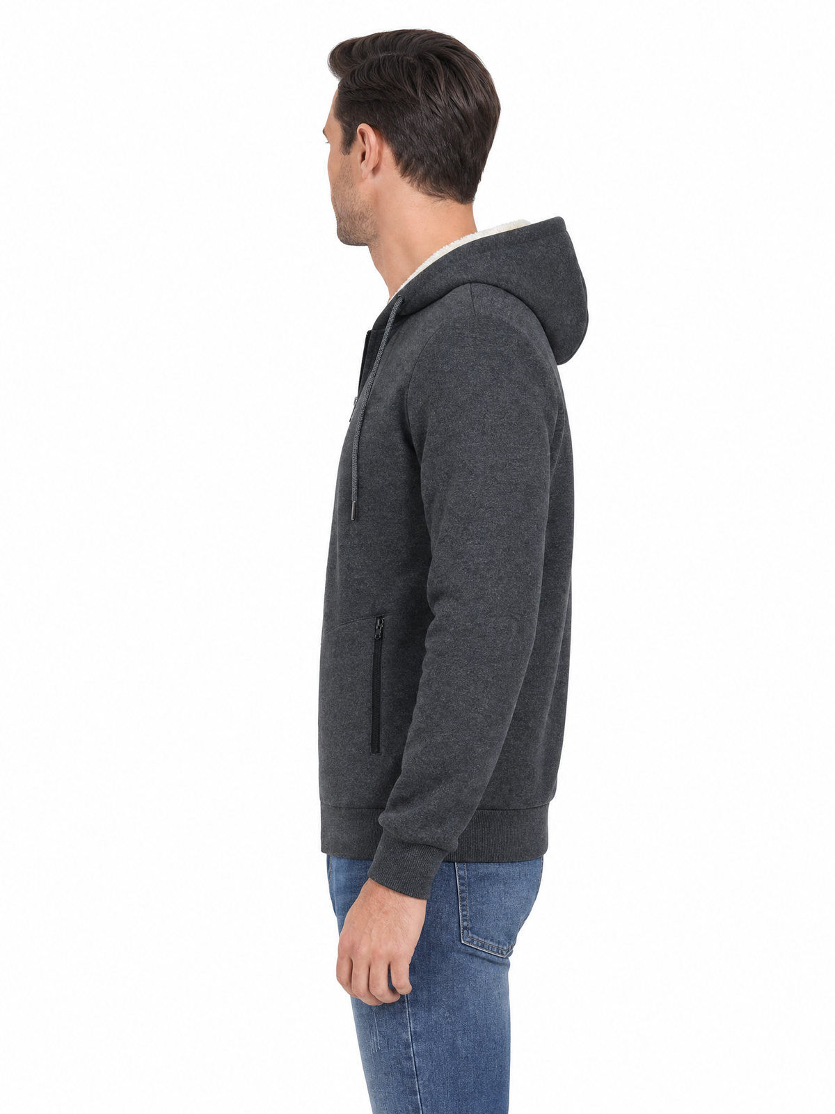 LIVORA Men's Fleece Hoodie Jacket | Full-Zip Warm Lined Jacket
