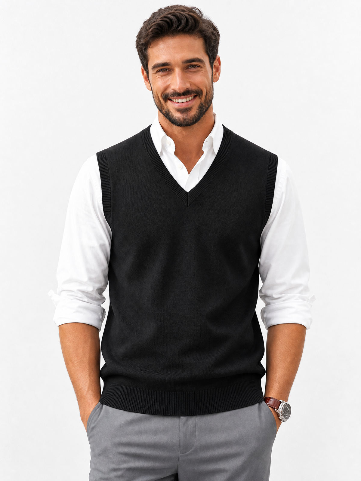 LIVORA Men's V Neck Sweater Vest | Casual Knit Vest