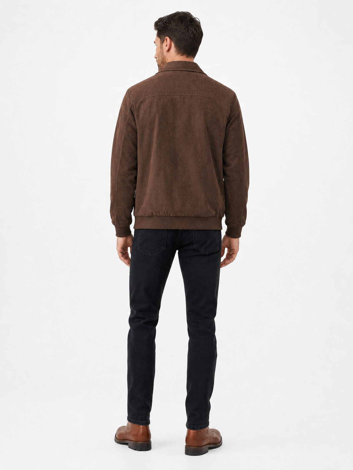 LIVORA Men's Suede Bomber Jacket | Lightweight Casual Jacket
