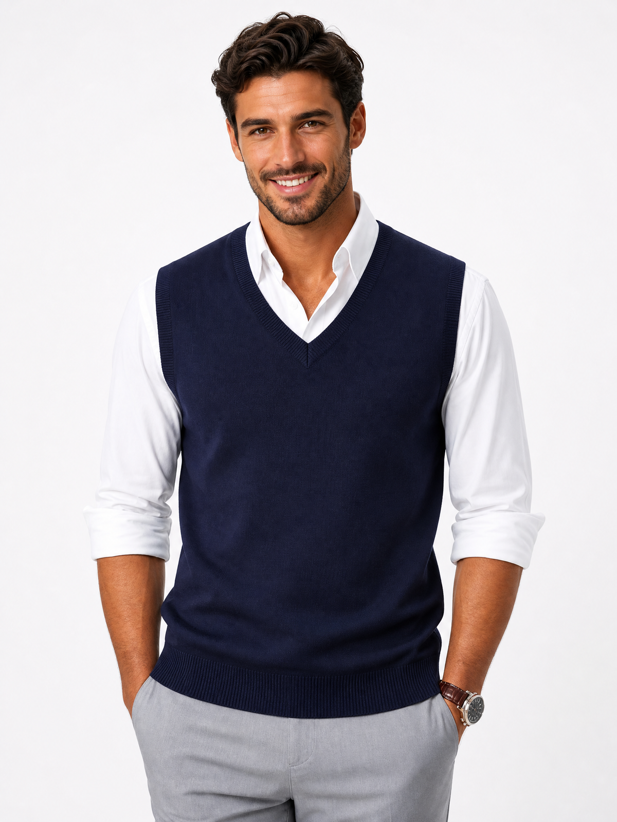 LIVORA Men's V Neck Sweater Vest | Casual Knit Vest